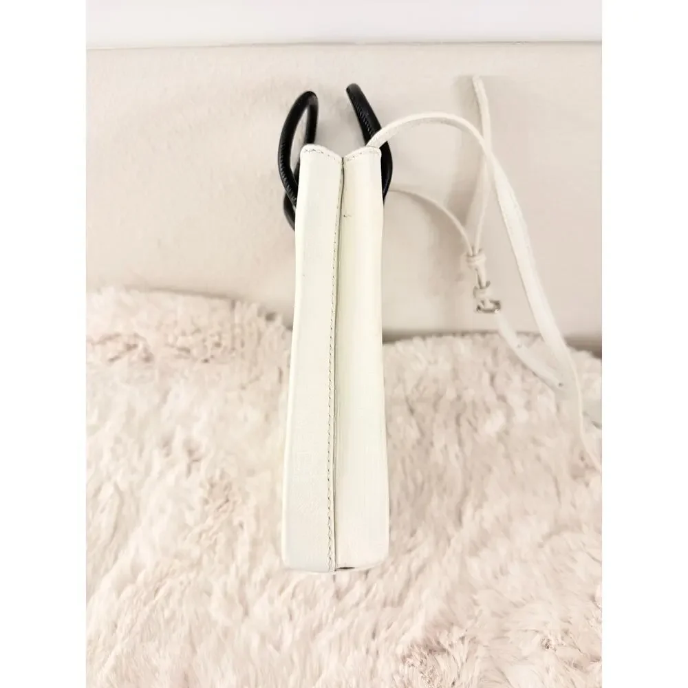 BALENCIAGA‎ Shoulder Bag Phone Holder 593826 Crossbody Calfskin White Runway - Picture 7 of 11